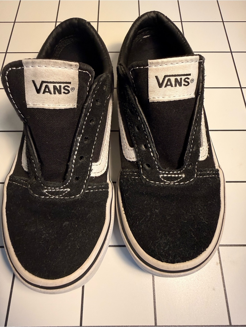 Vans Kids Black & White Low-Top Skate Sneakers